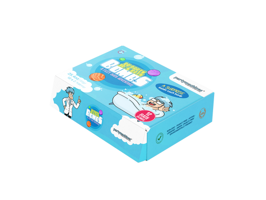 Watch the bath transform into a colorful spectacle with our 12-pack of kids' bath bombs, each fizzing wonderfully to delight children and parents alike