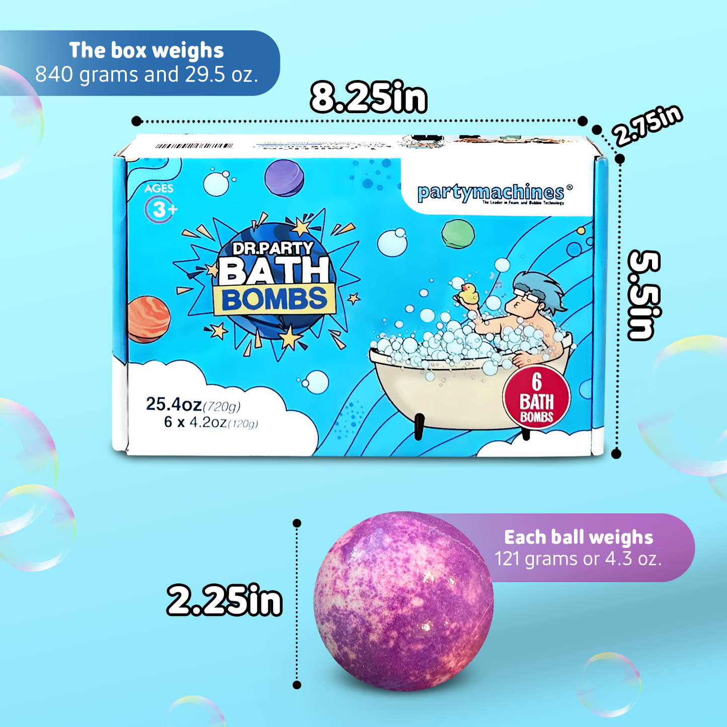 Measurements don't lie. These cheerful six-pack of children's bath bombs in pastel hues, each infused with a different fruit scent, ready to transform bath time into playtime rock.